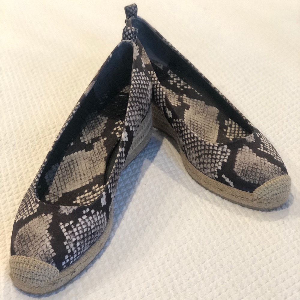 Tory Burch satin snake skin espadrilles